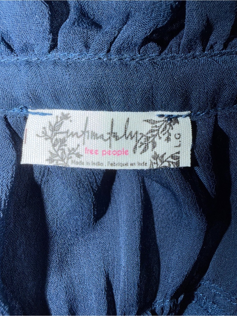 Navy Ruffle Sheer Dress - Picture 4 of 5